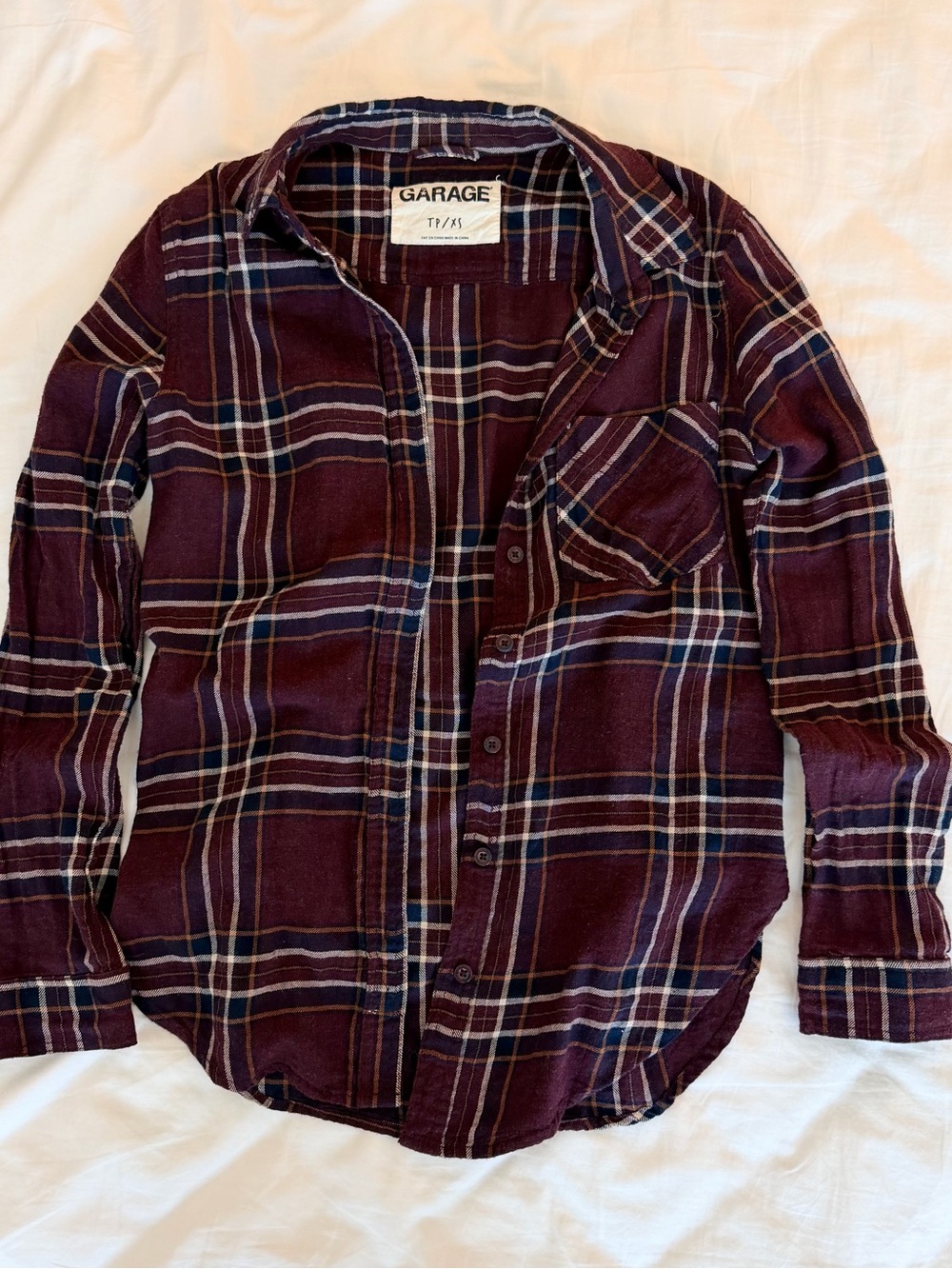Garage Burgundy Plaid Button Up Shirt